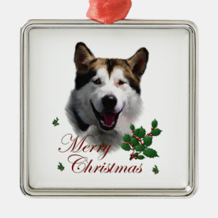 Alaskan Malamute Christmas Metal Tree Decoration