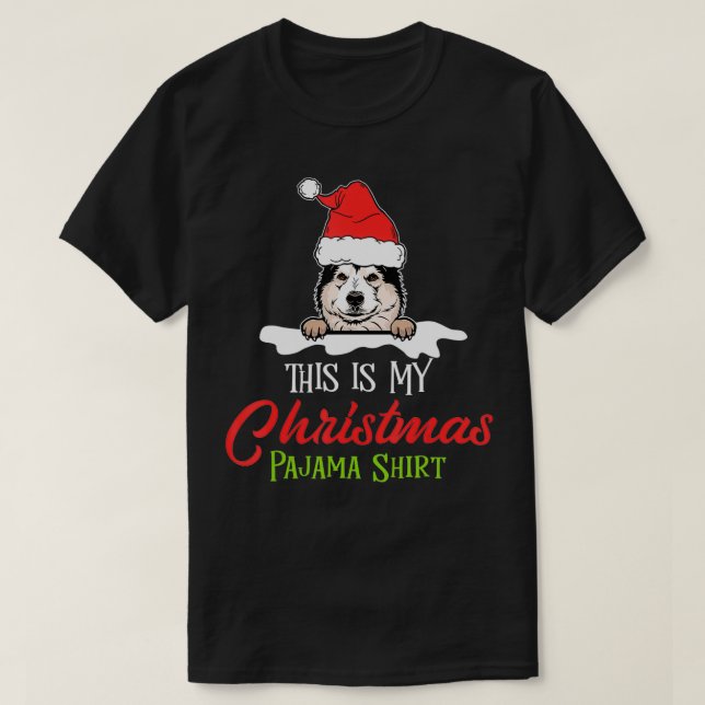 Alaskan Malamute Christmas Pyjamas for Family Dogs T-Shirt (Design Front)