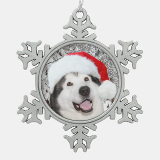 Alaskan Malamute Christmas Snowflake Pewter Christmas Ornament