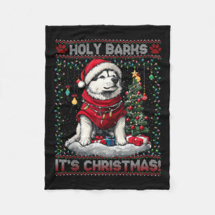 Alaskan Malamute Christmas Tree Decorations Dog Lo Fleece Blanket