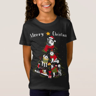 Alaskan Malamute Christmas Tree Xmas Dog Lover T-Shirt