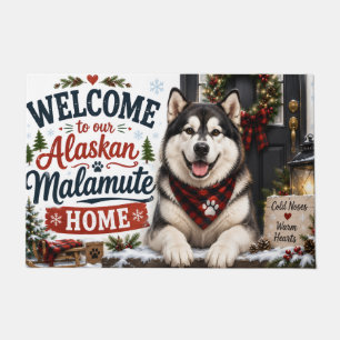 Alaskan Malamute Christmas Welcome Home Holiday Doormat