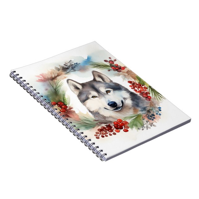 Alaskan Malamute Christmas Wreath Festive Pup  Notebook (Right Side)