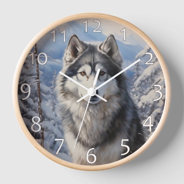 Alaskan Malamute Clock (Front)