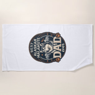 Alaskan Malamute Dad Dog Portrait Mountains Badge Beach Towel