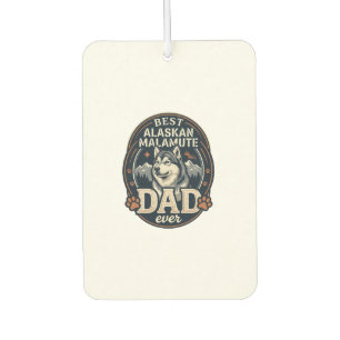 Alaskan Malamute Dad Dog Portrait Mountains Badge Car Air Freshener