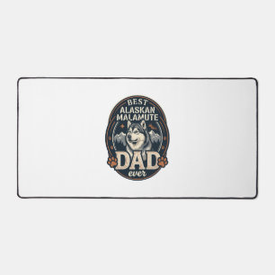 Alaskan Malamute Dad Dog Portrait Mountains Badge  Desk Mat