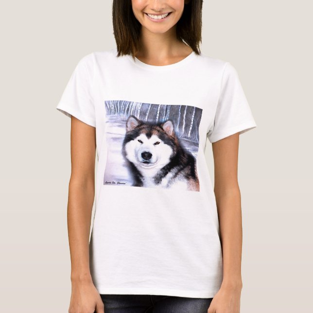 Alaskan Malamute Design by Artist SteJhourre T-Shirt (Front)