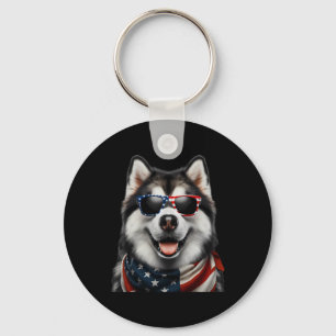 Alaskan Malamute Dog 4th Of July American Incepend Key Ring