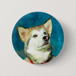 Alaskan Malamute Dog Art 6 Cm Round Badge