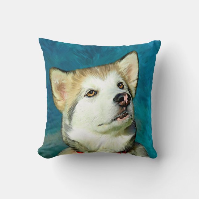 Alaskan Malamute Dog Art Cushion (Front)