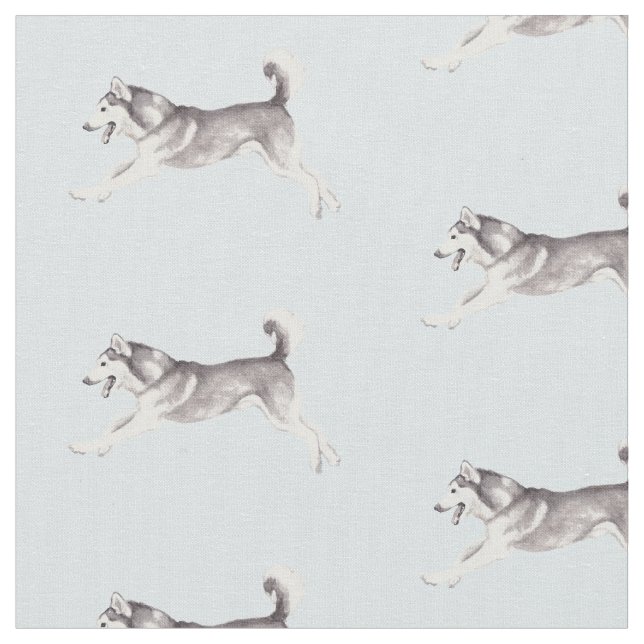 Alaskan Malamute Dog Art Fabric (Close Up)
