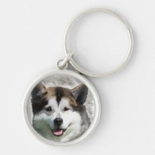 Alaskan Malamute Dog Art Key Ring