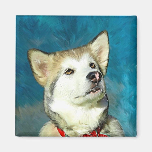 Alaskan Malamute Dog Art Magnet (Front)