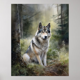 Alaskan Malamute Dog Art Print Poster
