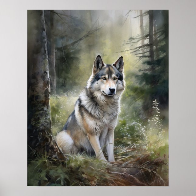 Alaskan Malamute Dog Art Print Poster (Front)