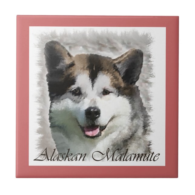 Alaskan Malamute Dog Art Tile (Front)