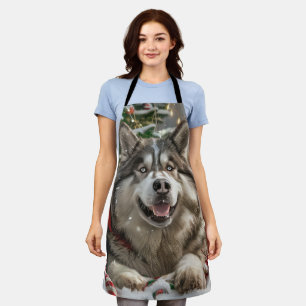 Alaskan Malamute Dog Christmas Festive Apron