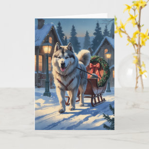 Alaskan Malamute Dog Christmas Greeting Card