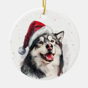 Alaskan Malamute Dog Christmas Personalized Ceramic Tree Decoration