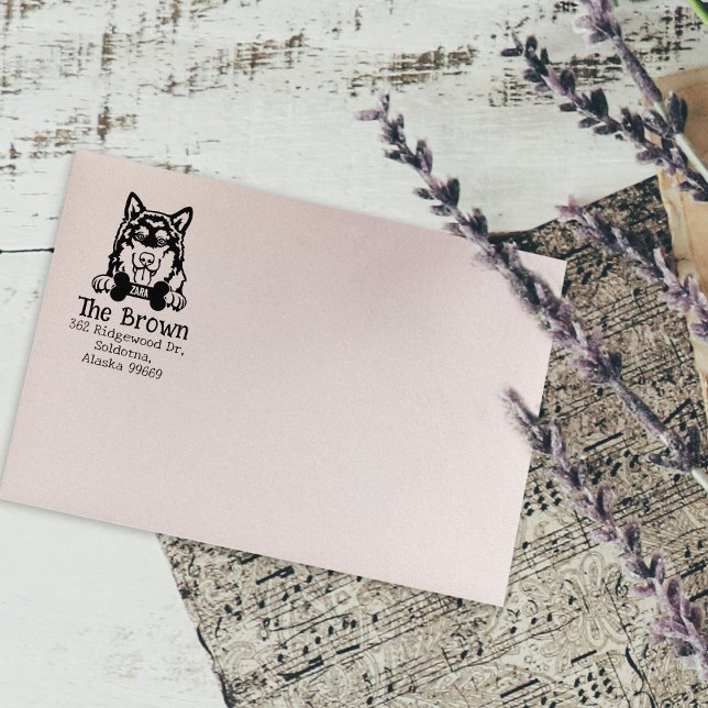 Alaskan Malamute Dog, Custom Return Address,  Rubber Stamp (Creator Uploaded)
