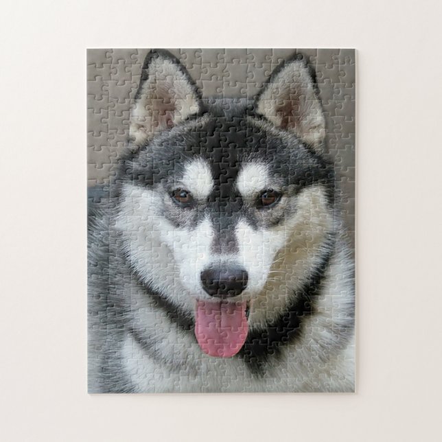Alaskan Malamute Dog Face Photo Jigsaw Puzzle (Vertical)