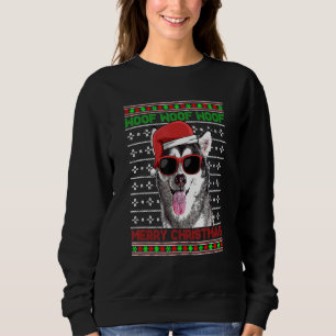 Alaskan Malamute Dog Funny Woof Merry Christmas Sweatshirt