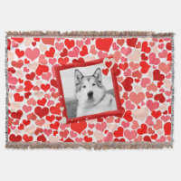 Alaskan Malamute Dog Heart Throw Blanket
