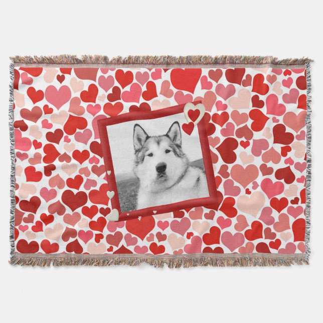 Alaskan Malamute Dog Heart Throw Blanket (Front)