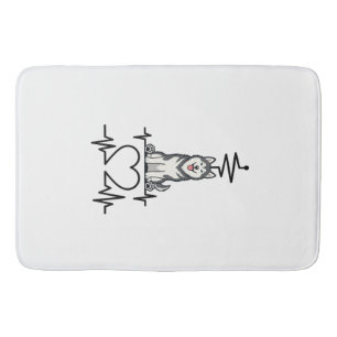 Alaskan Malamute Dog Heartbeat Line Heart Paws Bath Mat