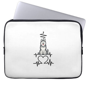 Alaskan Malamute Dog Heartbeat Line Heart Paws Laptop Sleeve