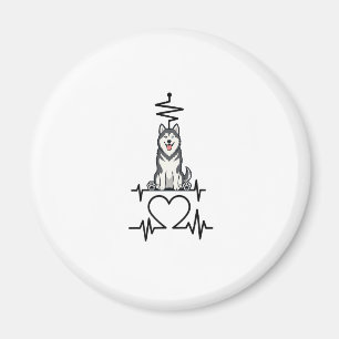Alaskan Malamute Dog Heartbeat Line Heart Paws Magnet