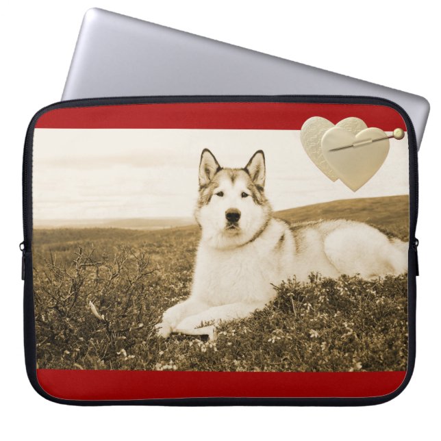 Alaskan Malamute dog hearts Laptop Sleeves (Front)