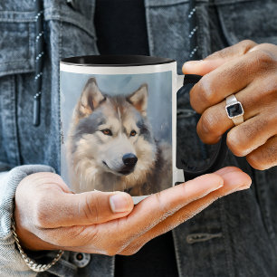 Alaskan Malamute Dog Impressionistic Paint Mug
