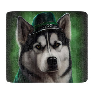 Alaskan Malamute dog in St. Patrick's Day Dress Cutting Board