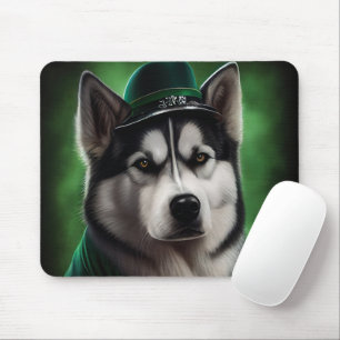 Alaskan Malamute dog in St. Patrick's Day Dress Mouse Mat