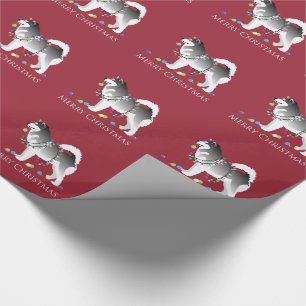 Alaskan Malamute Dog Merry Christmas Design Wrapping Paper