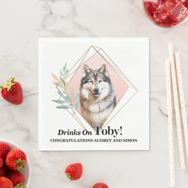 Alaskan Malamute Dog Photo Wedding Napkin (Insitu)