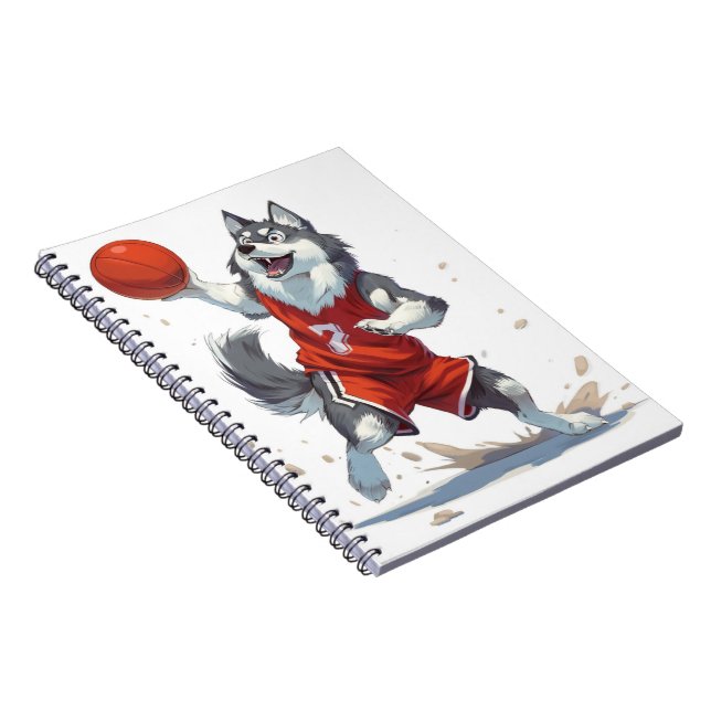 Alaskan Malamute Dog Playing Basketball Notebook (Right Side)