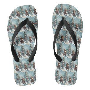 Alaskan Malamute Dog Riding Motorcycle Christmas  Flip Flops