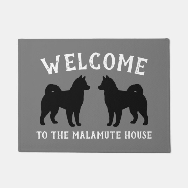 Alaskan Malamute Dog Silhouettes Custom Doormat (Front)