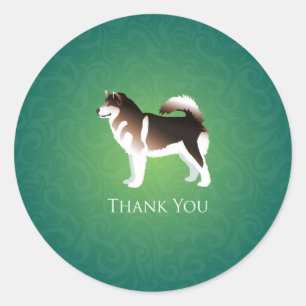 Alaskan Malamute Dog Thank You Design Classic Round Sticker