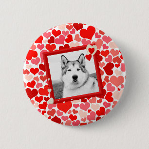 Alaskan Malamute Dog Valentines Heart 6 Cm Round Badge