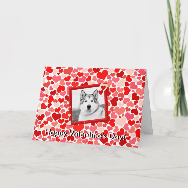 Alaskan Malamute Dog Valentines Heart Greeting Holiday Card (Front)