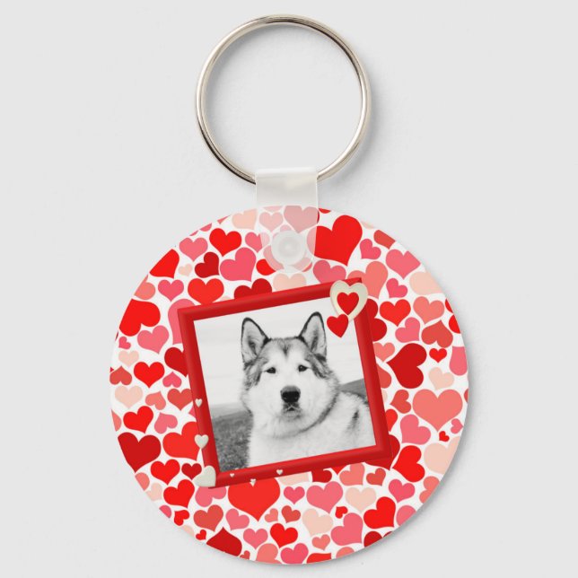 Alaskan Malamute Dog Valentines Heart Key Ring (Front)