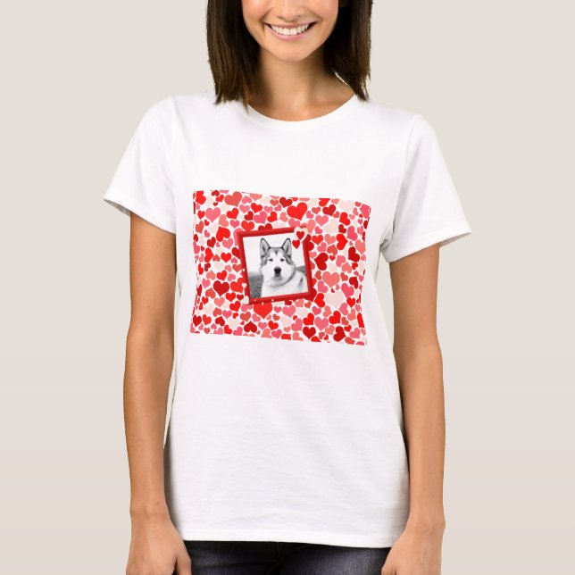 Alaskan Malamute Dog Valentines Heart T-Shirt (Front)