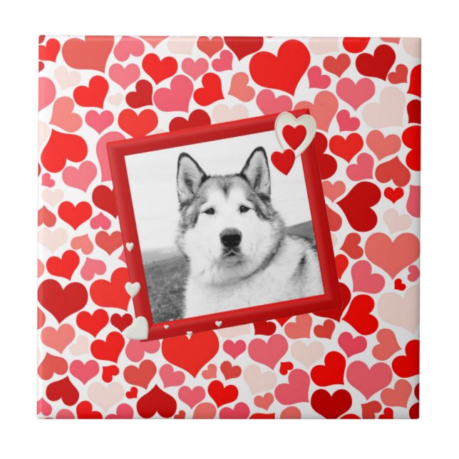 Alaskan Malamute Dog Valentines Heart Tile (Front)