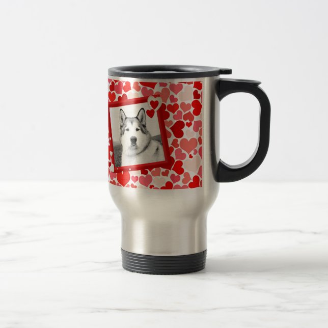 Alaskan Malamute Dog Valentines Heart Travel Mug (Right)