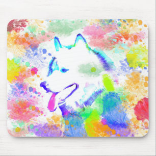 Alaskan Malamute Dog Watercolor Art Portrait Mouse Mat