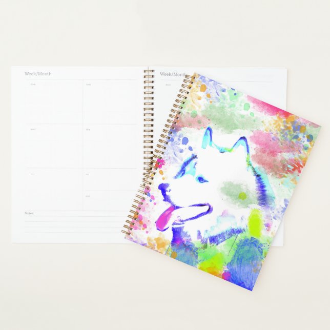 Alaskan Malamute Dog Watercolor Art Portrait Planner (Display)